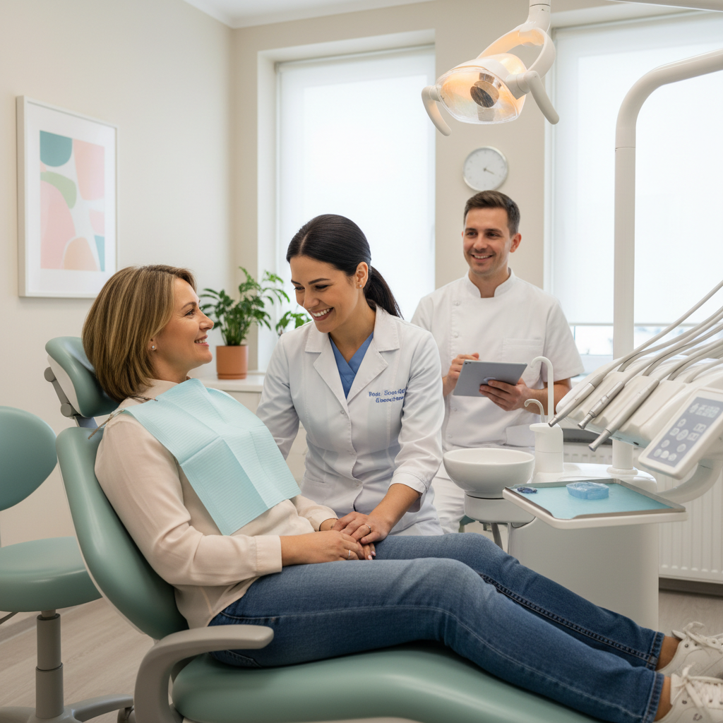 Dentista em Cascavel PR realiza atendimento humanizado em consulta odontológica focada na experiência do paciente.