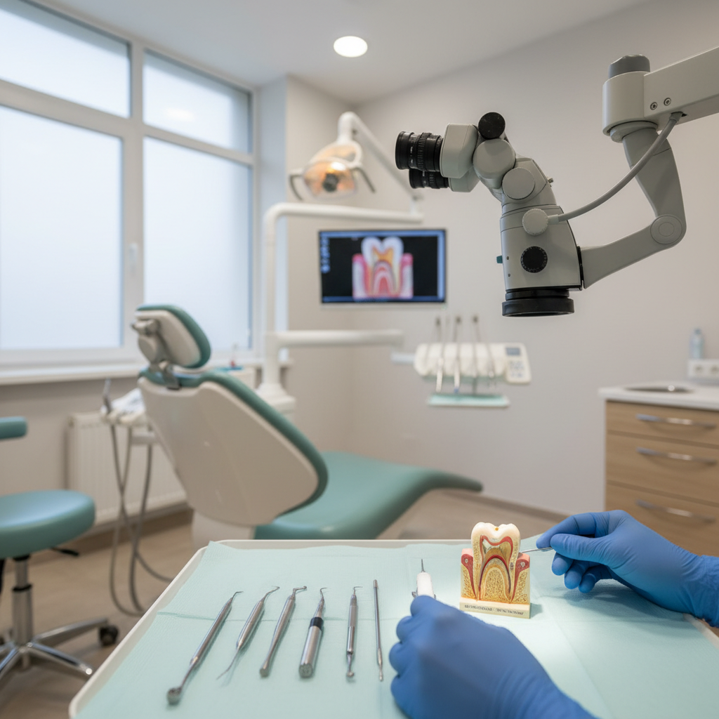 Dentista realizando tratamento de canal para explicar o que é a endodontia e como funciona o procedimento.